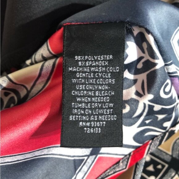 Nicole Miller boho oversized kimono style red black tan floral tunic blouse XL - Picture 12 of 13